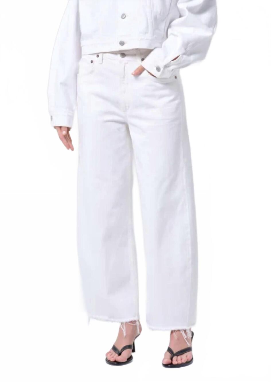 NEW AGOLDE low curve fray jeans in milkshake